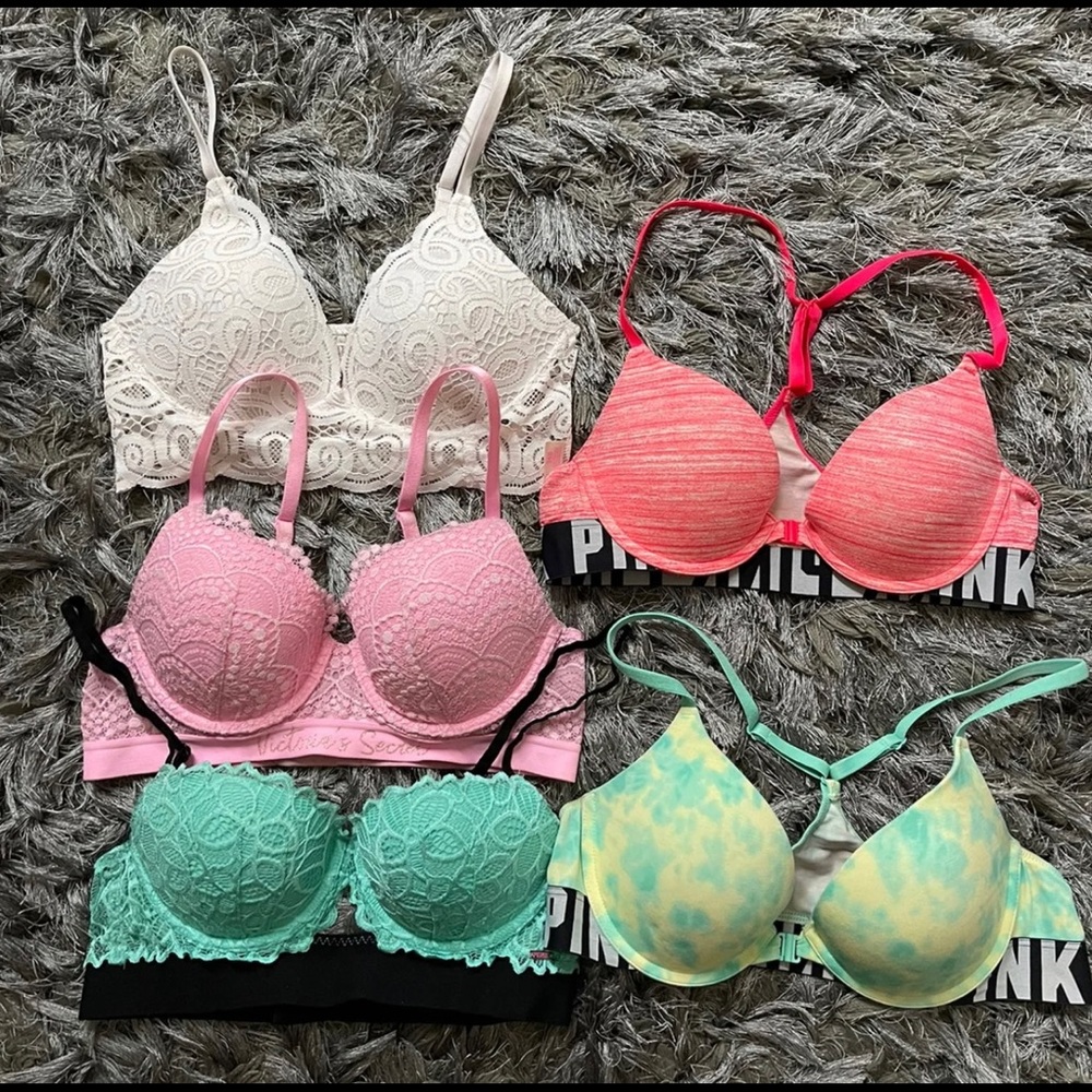 Lot of 5 VS Pink Bra set 34B